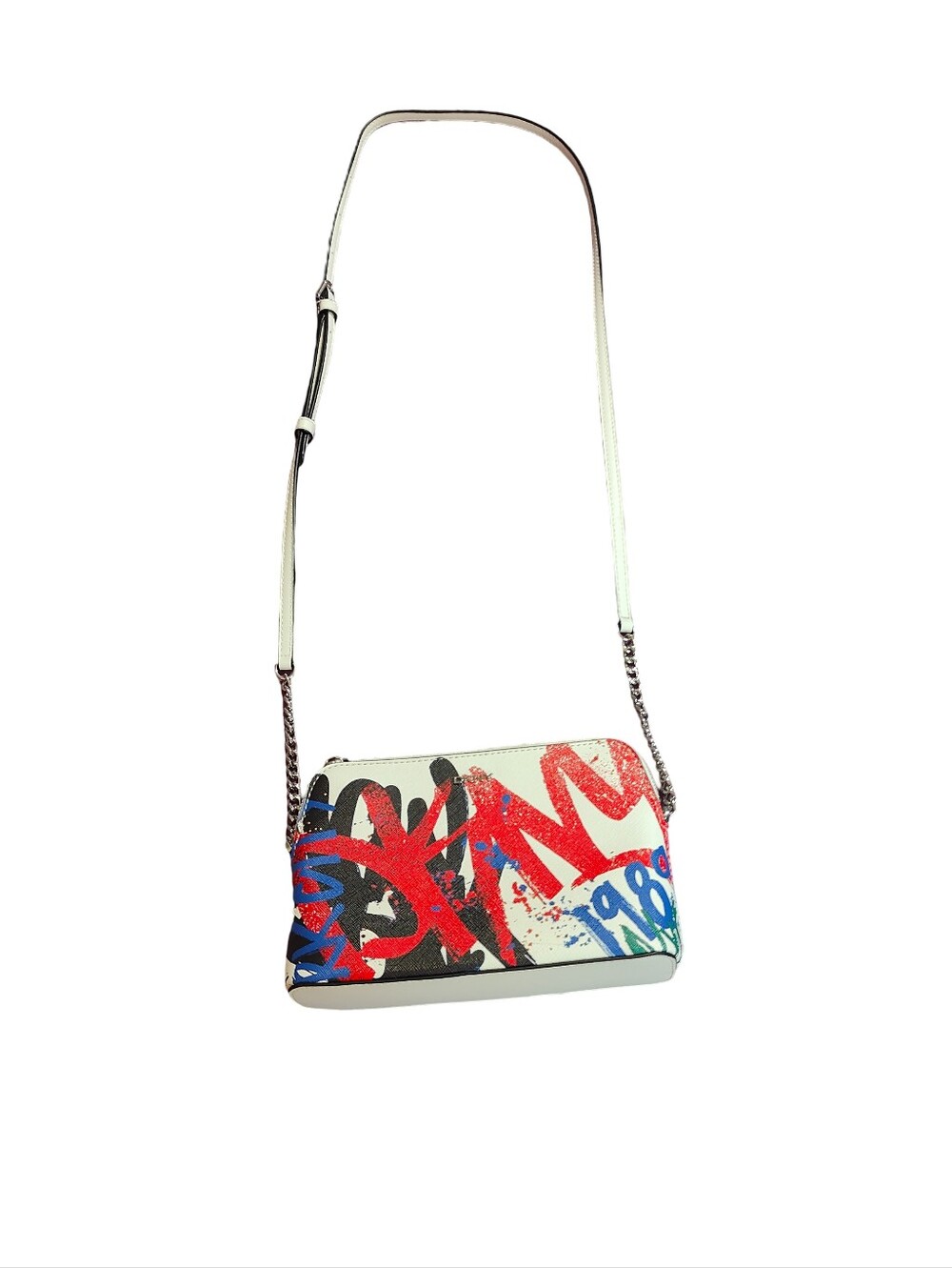 DKNY White Graffiti Crossbody Bag